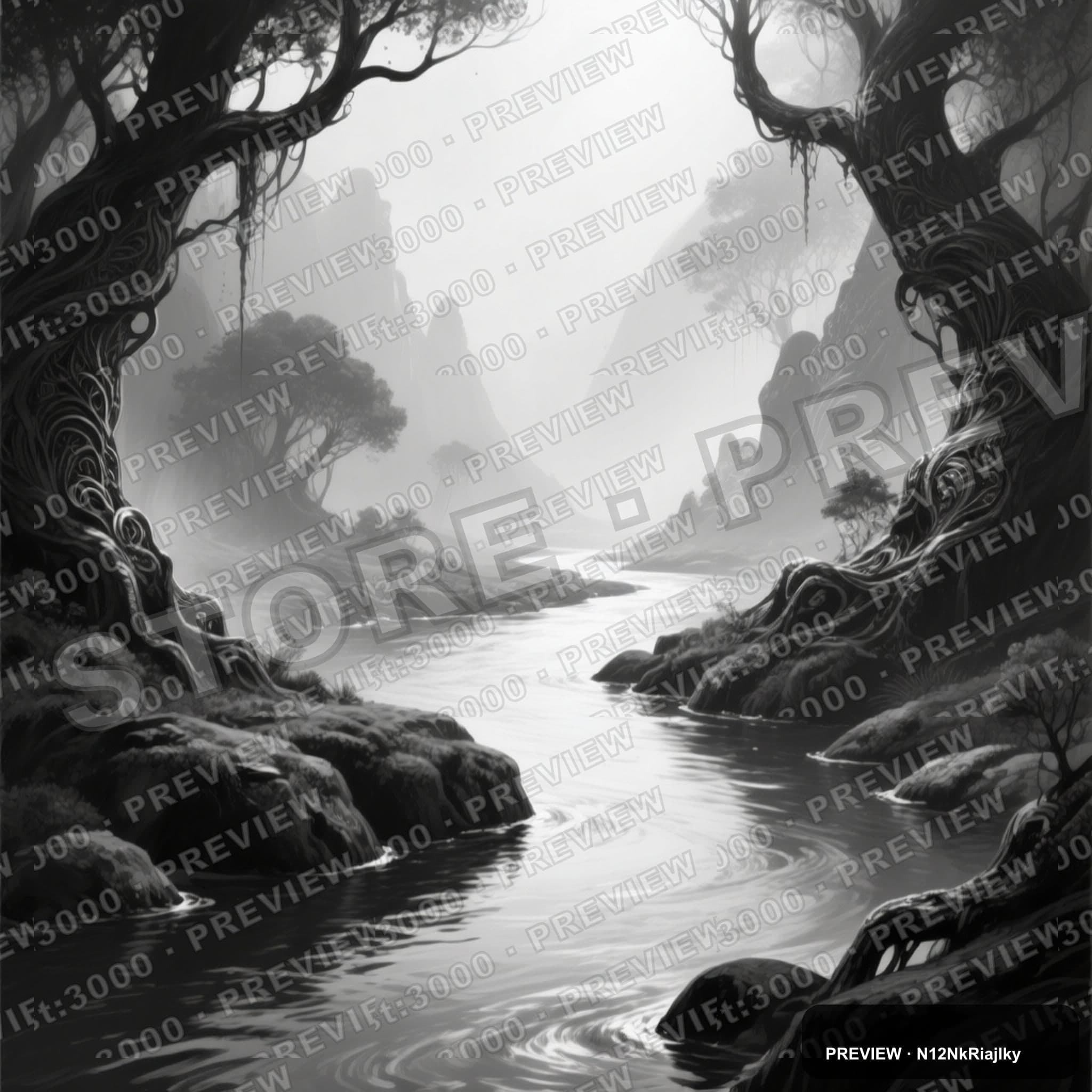 River, Mythic aesthetic, Airbrush, Clean mood, Monochrome accents, high detai... — wallpaper — 2048×2048, Space, Cinematic, Clean
