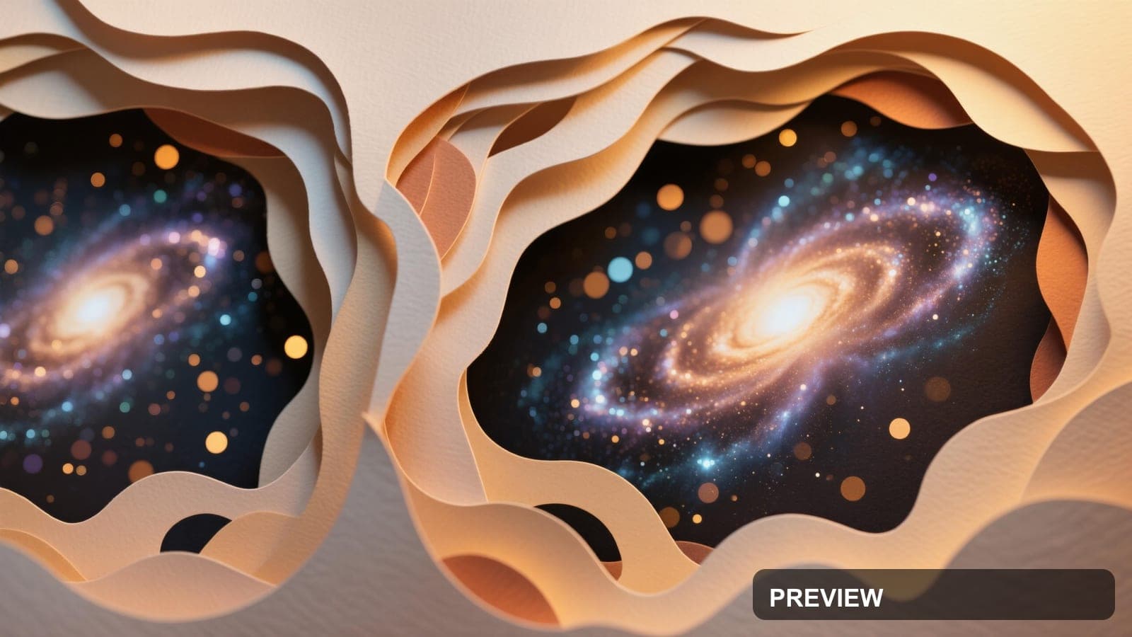 Galaxy, Mystic aesthetic, Paper Cut, Meditative mood, Warm Palette accents, B... — wallpaper — 3840×2160, Space, Cinematic, Soft