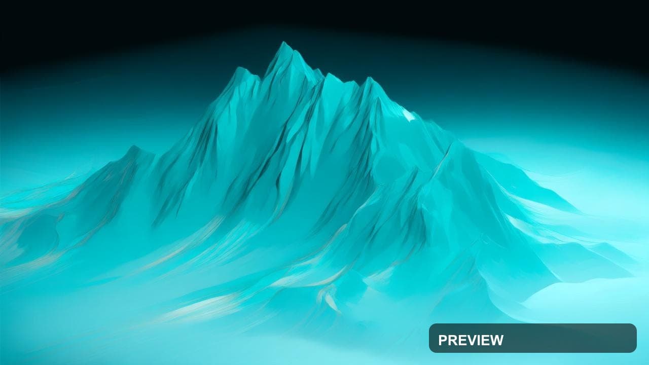 Mountains, Space aesthetic, Isometric, Luxurious mood, Turquoise accents, hig... — wallpaper — 1280×720, Space, Cinematic, Soft