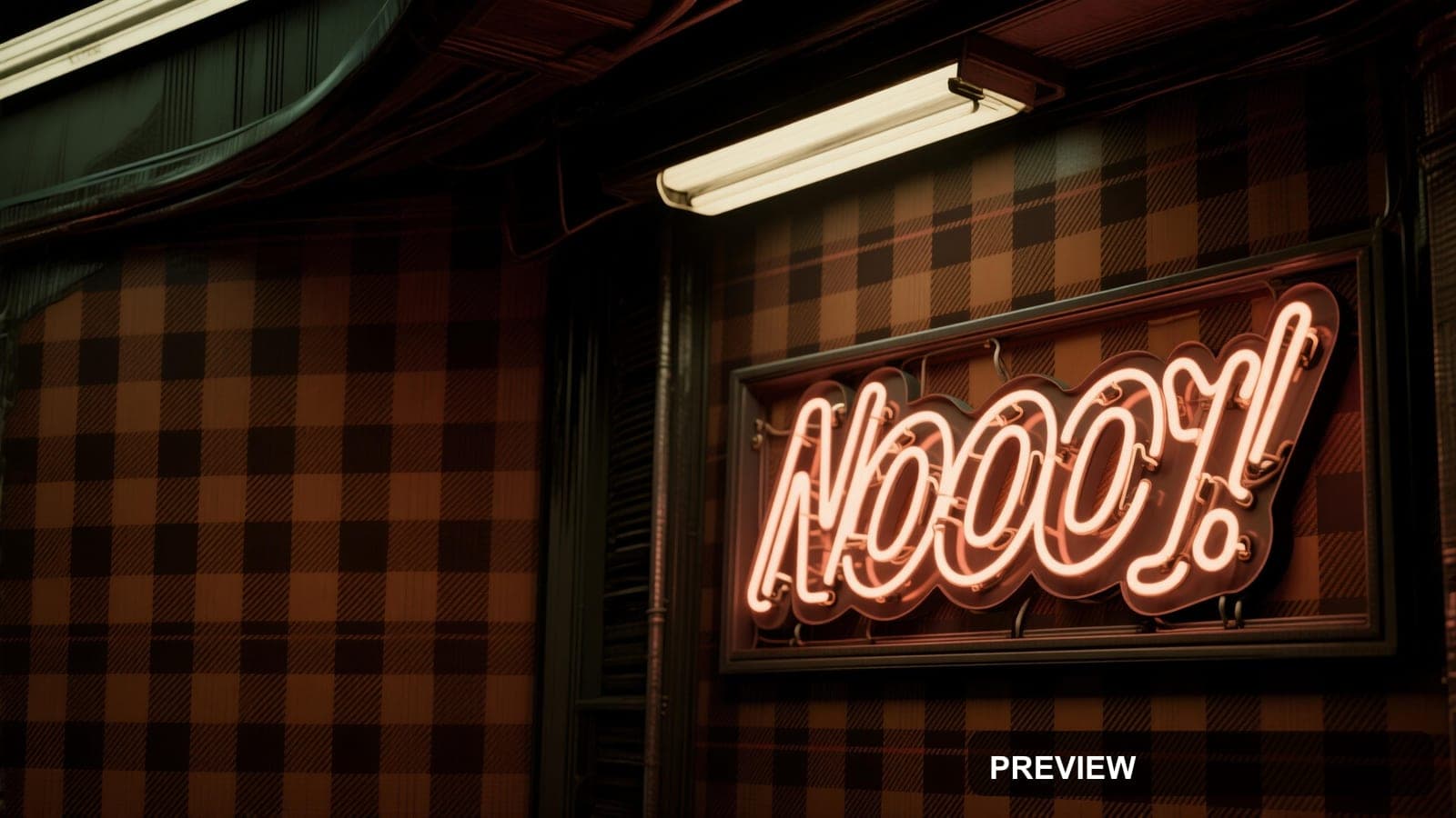 Neon Signs, Dark aesthetic, Comic Book, Moody mood, Brown accents, Plaid patt... — wallpaper — 3840×2160, Neon, Cinematic, Moody