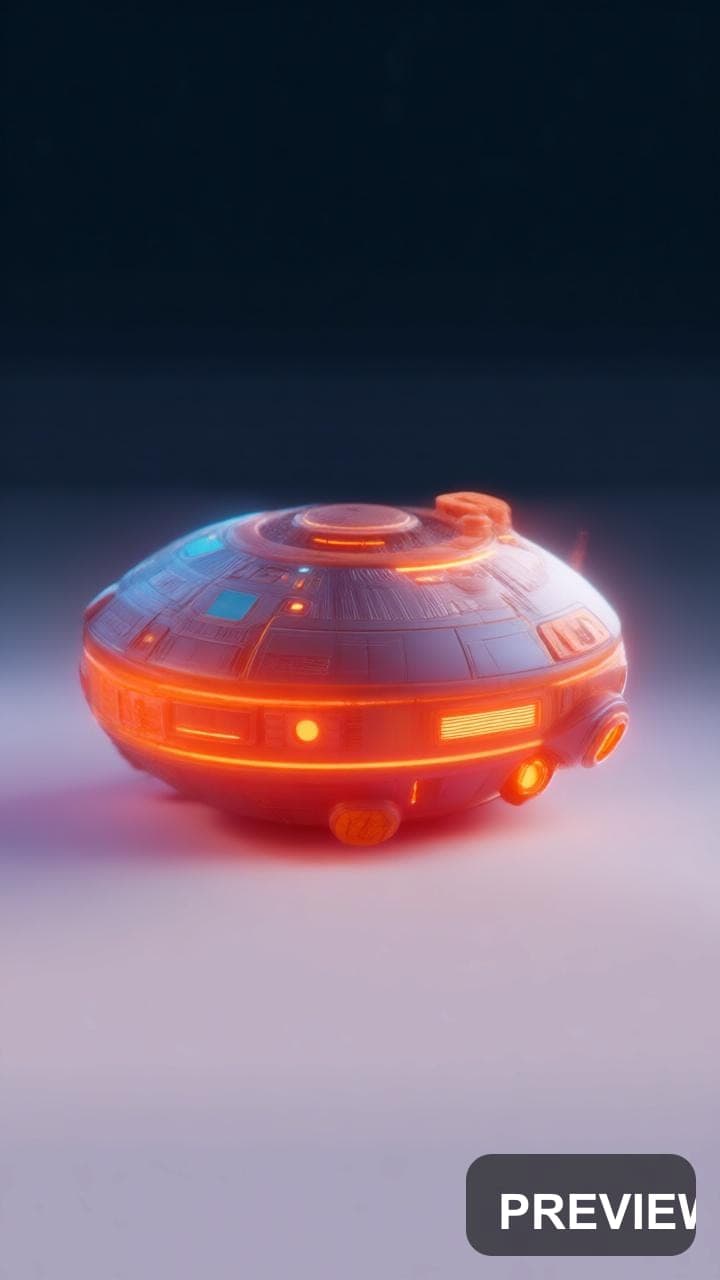 Spaceship, Space aesthetic, Macro, Playful mood, Neon Orange accents, high de... — wallpaper — 720×1280, Neon, Cinematic, Soft
