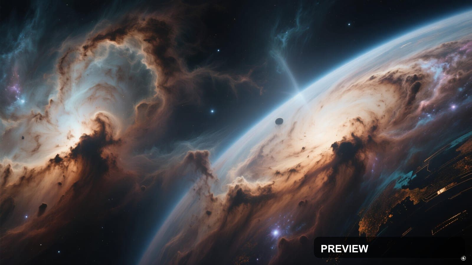 Nebula, Sci‑Fi aesthetic, Graffiti, Calm mood, Earth Tones accents, high deta... — wallpaper — 3840×2160, Sci‑Fi, Cinematic, Calm