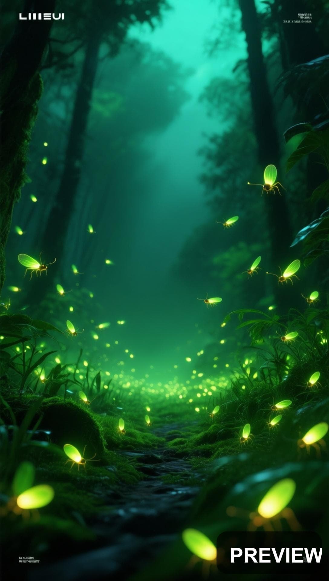 Fireflies, Tech aesthetic, Travel Poster, Bold mood, Green accents, high deta... — wallpaper — 1088×1920, Space, Cinematic, Bold