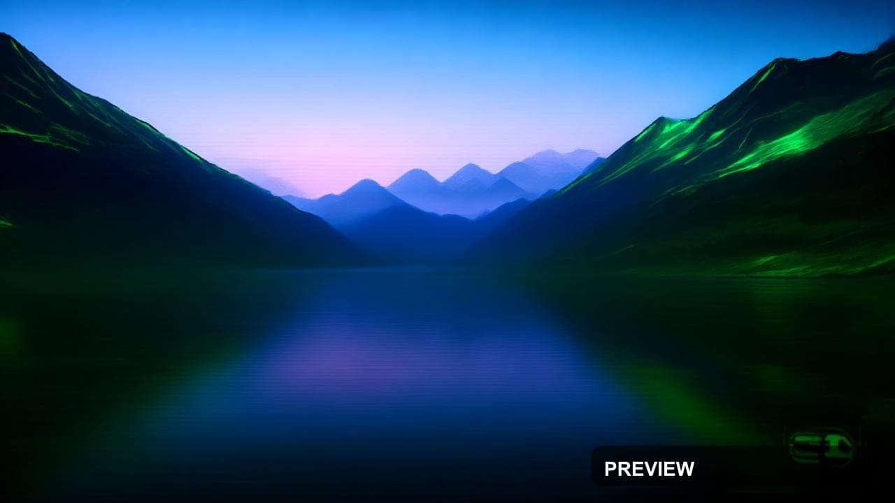 a tranquil mountain lake at dawn, neon retro arcade, synthwave glow, vibrant ... — wallpaper — 1280×720, Neon, Neon Glow, Calm