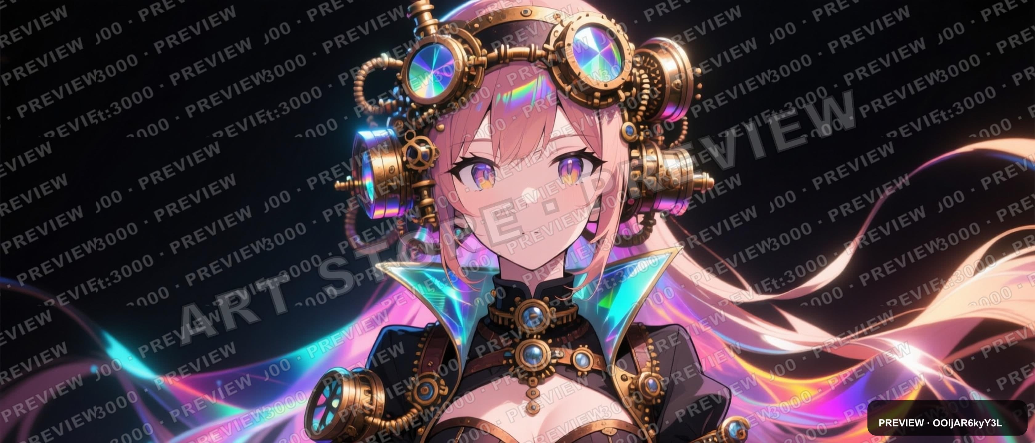 Hologram, Steampunk aesthetic, Anime, Energetic mood, High Contrast accents, ... — wallpaper — 3360×1440, Space, Cinematic, Energetic