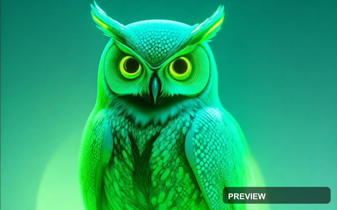 Owls, Solarpunk aesthetic, Concept Art, Bright mood, Neon Lime accents, Dots ... — wallpaper — 1280×800, Neon, Cinematic, Bright