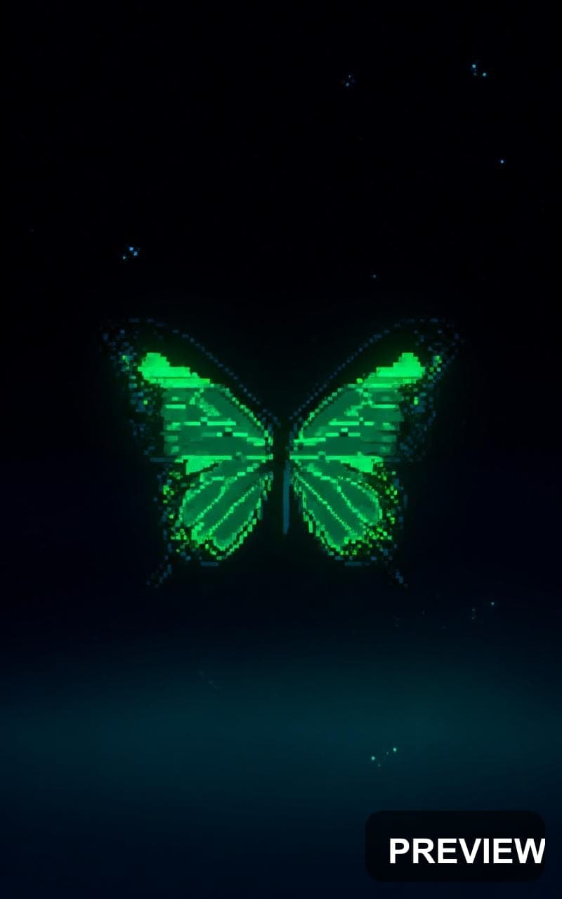 Butterflies, Space aesthetic, Pixel Art, Dark mood, Neon Lime accents, 90s vi... — wallpaper — 800×1280, Neon, Cinematic, Dark