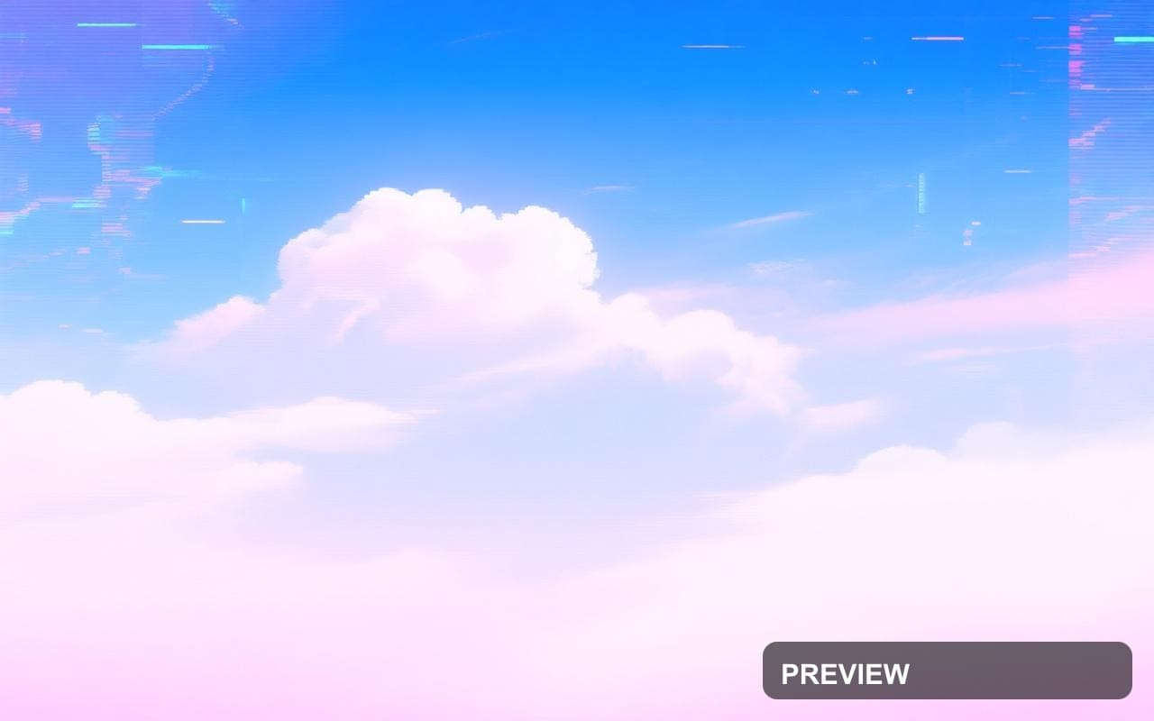 Cloudscape, Tech aesthetic, Glitch Art, Dreamy mood, Pastel accents, Glitch p... — wallpaper — 1280×800, Space, Cinematic, Dreamy