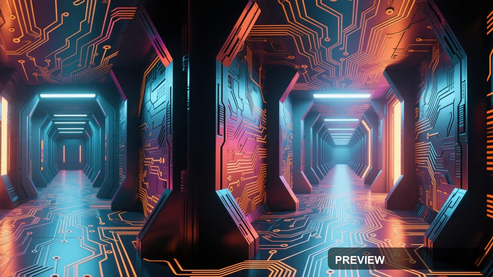 Sci‑Fi Corridor, Epic aesthetic, Album Cover, Energetic mood, Tri-tone accent... — wallpaper — 3840×2160, Sci‑Fi, Cinematic, Energetic