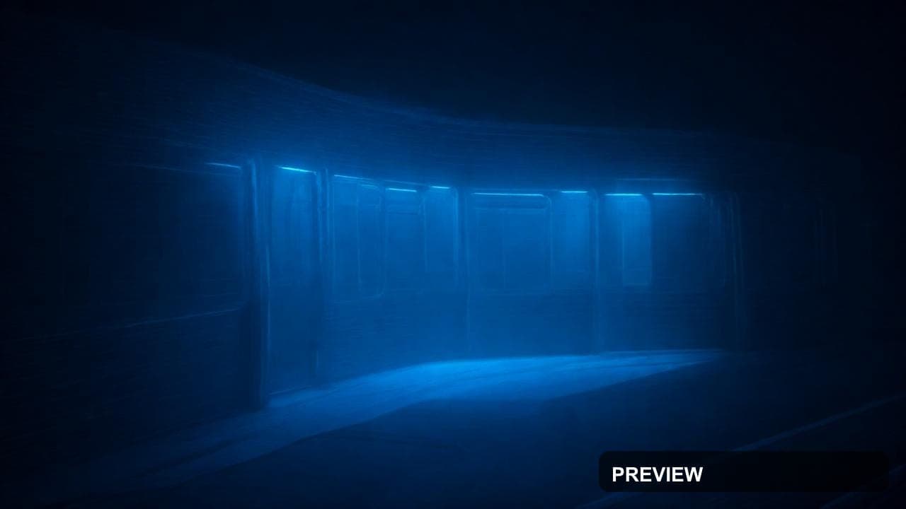Subway, Neon Noir aesthetic, Wireframe, Meditative mood, Indigo accents, Futu... — wallpaper — 1280×720, Neon, Cinematic, Soft