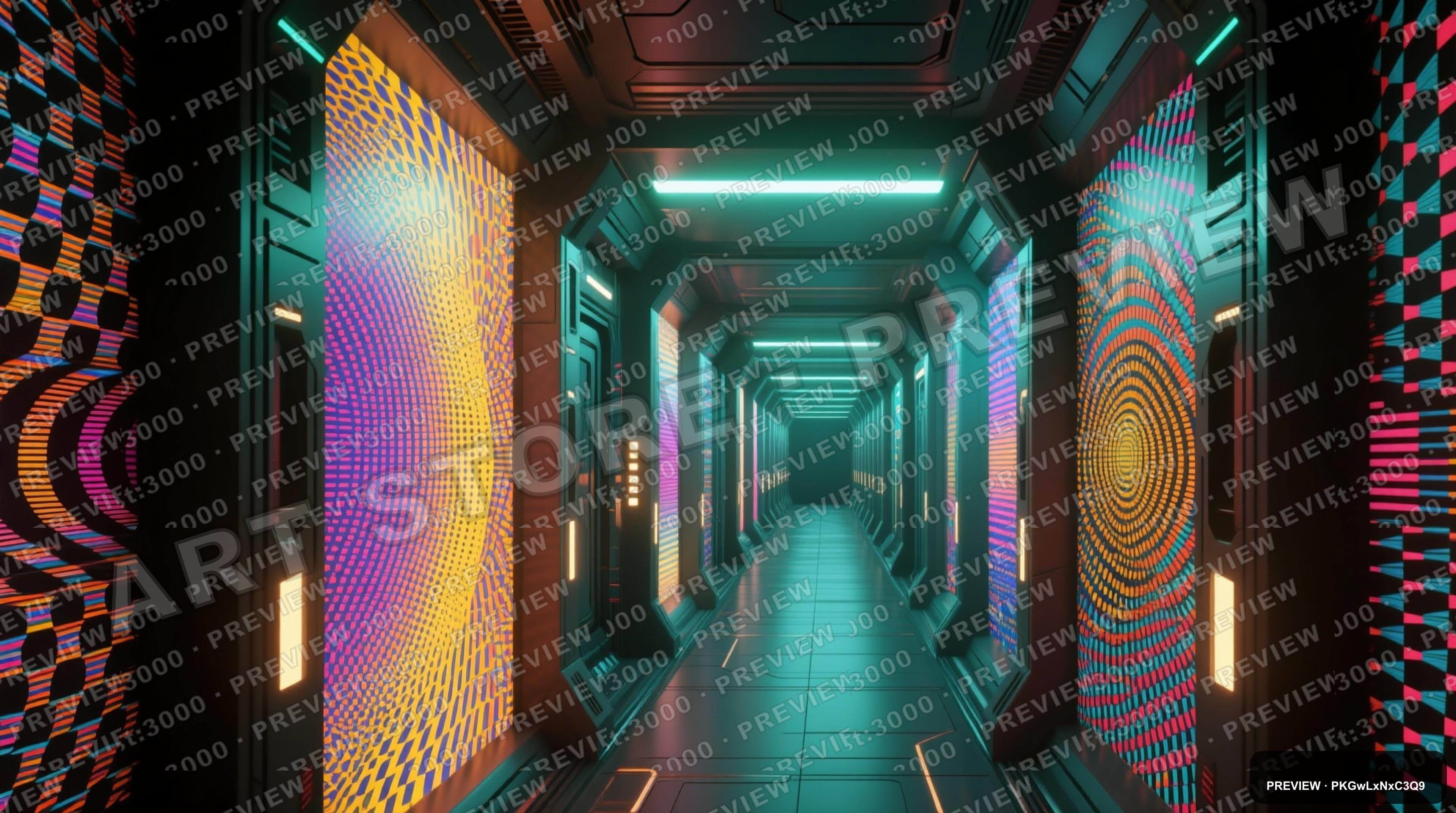 Sci‑Fi Corridor, Cyberpunk aesthetic, Dithered, Cozy mood, Vibrant accents, O... — wallpaper — 3840×2144, Cyberpunk, Cinematic, Cozy