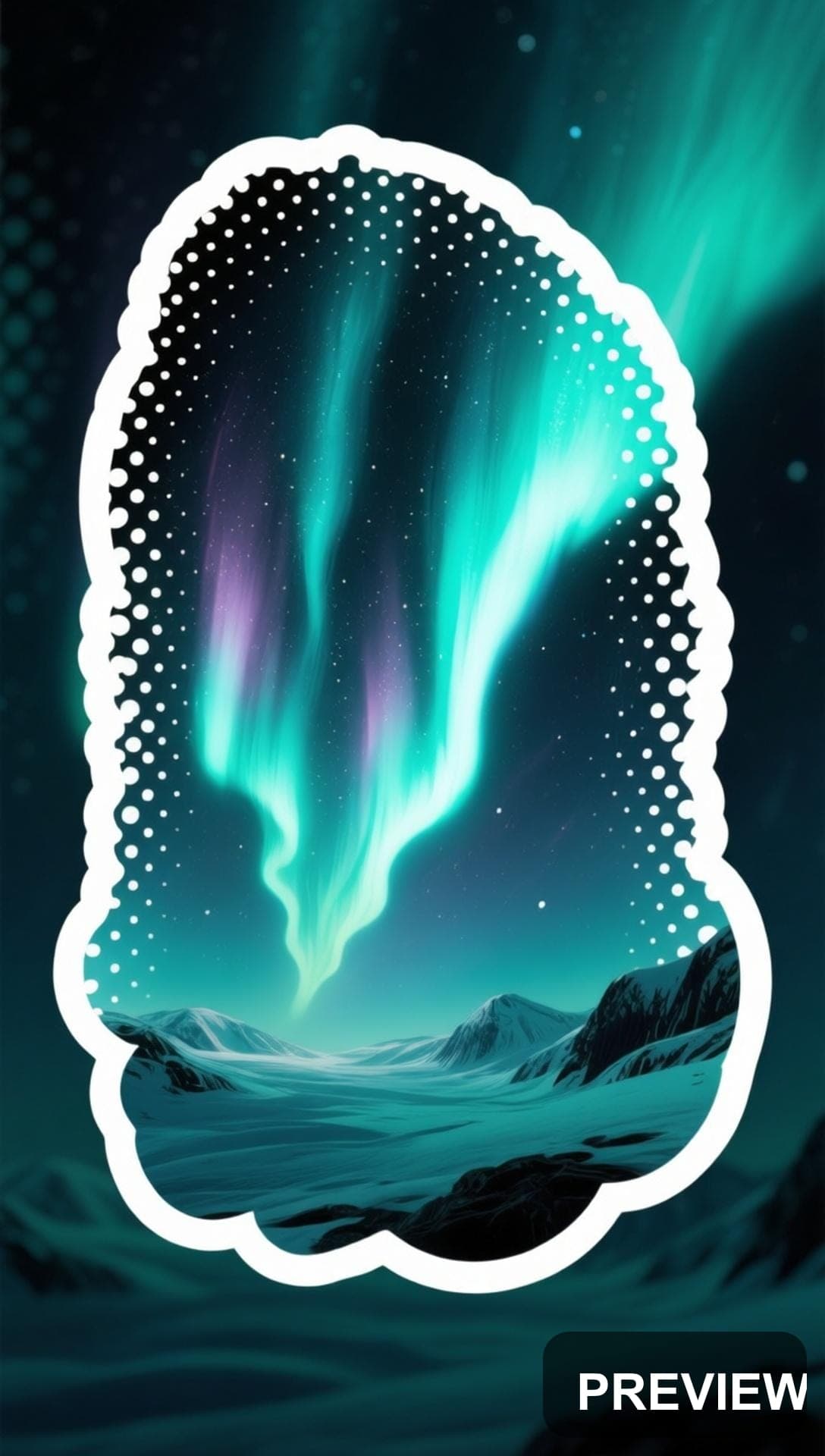 Aurora, Surreal aesthetic, Sticker Art, Nostalgic mood, White accents, Dots p... — wallpaper — 1088×1920, Space, Cinematic, Soft