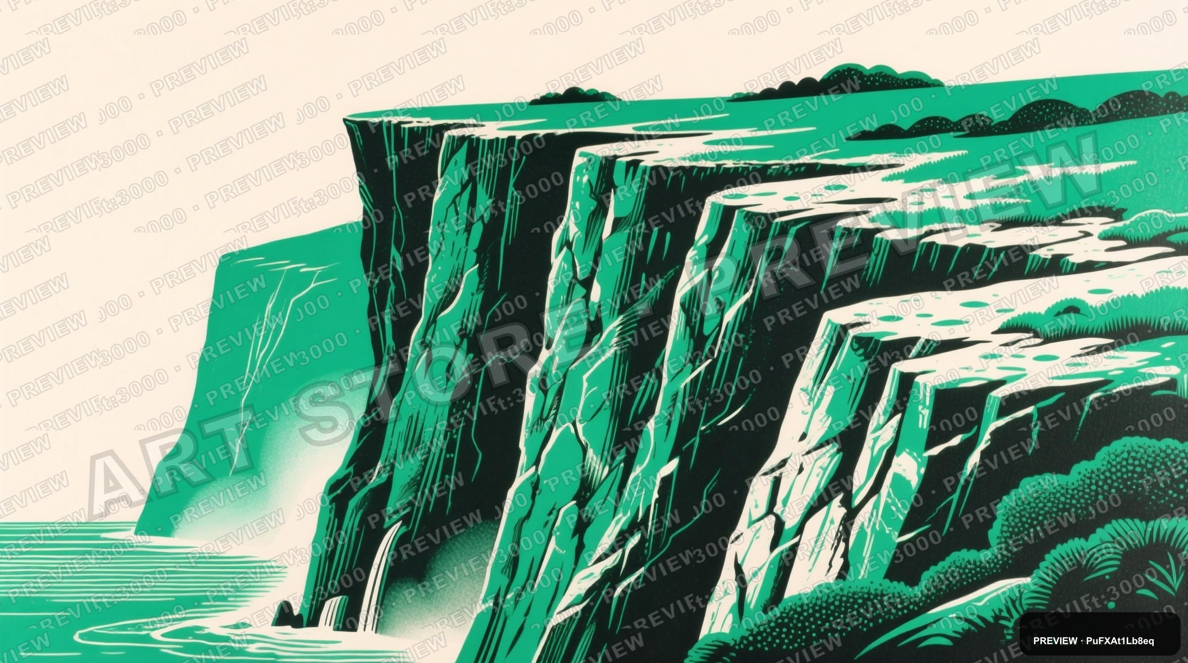 Cliffside, Surreal aesthetic, Screen Print, Playful mood, Emerald accents, 80... — wallpaper — 3840×2144, Space, Cinematic, Soft