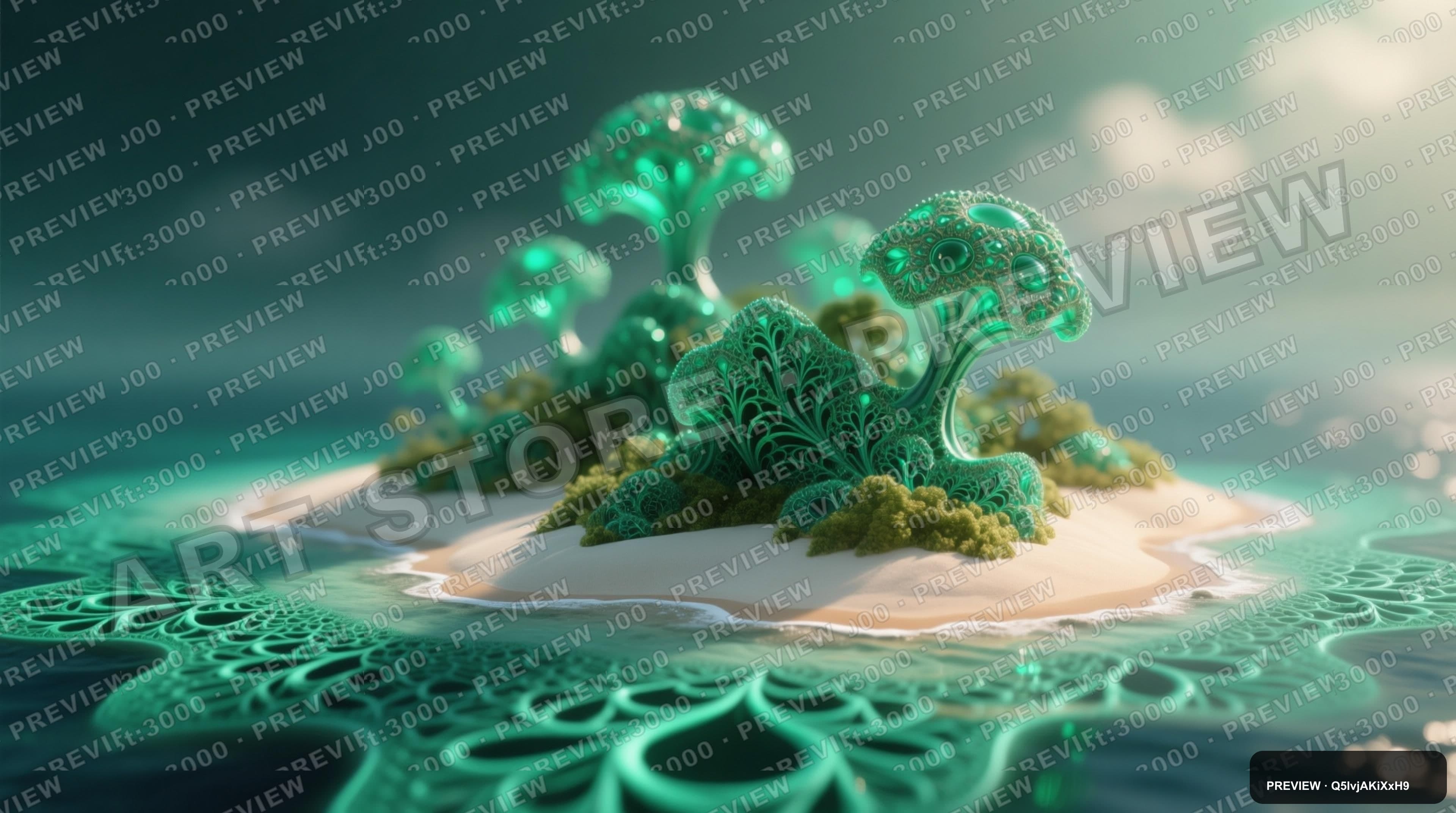 Island, Cozy aesthetic, Macro, Dreamy mood, Emerald accents, Fractals pattern... — wallpaper — 3840×2144, Space, Cinematic, Cozy