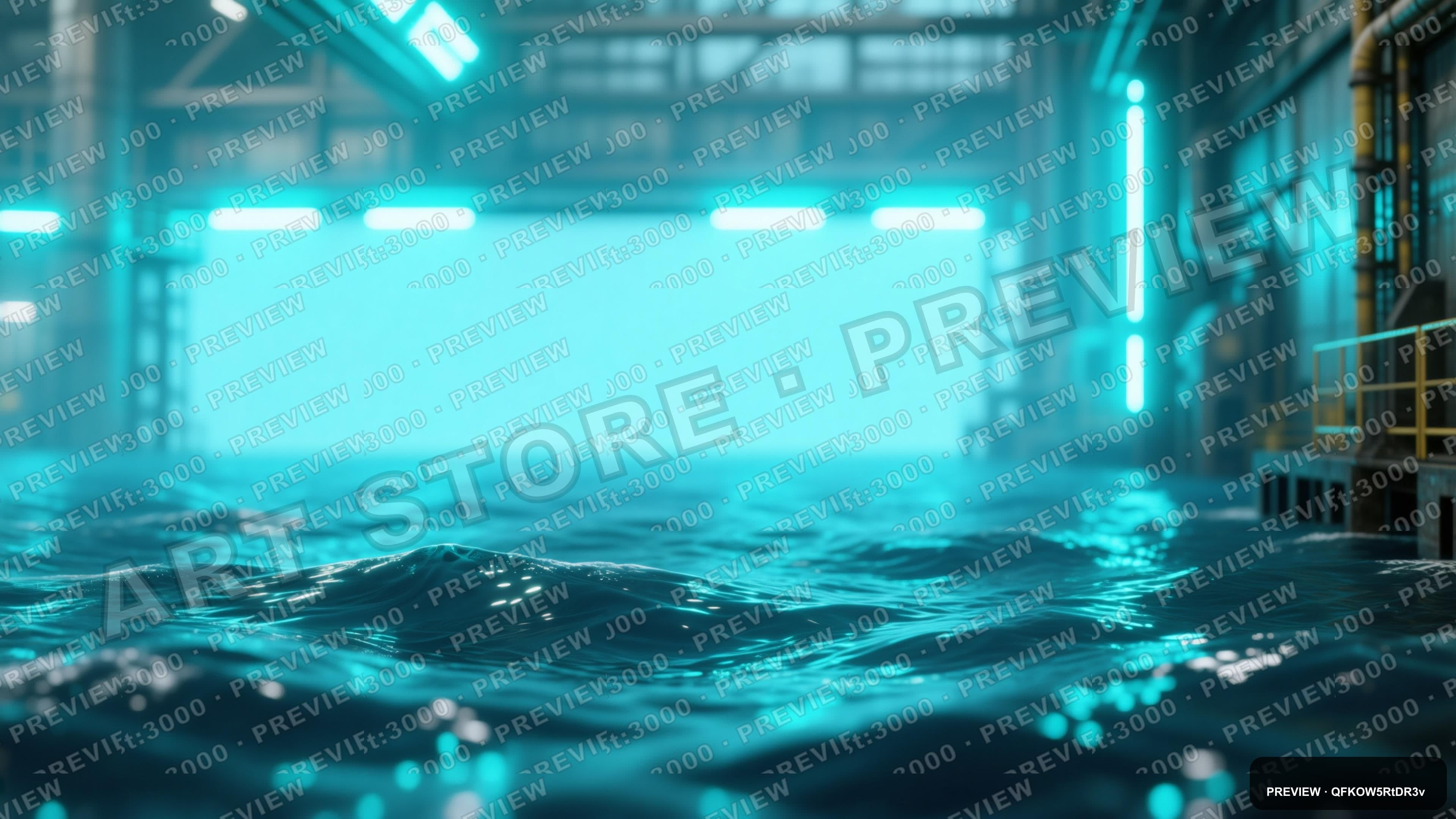 Ocean, Industrial aesthetic, Soft Focus, Serene mood, Cyan accents, ultra cle... — wallpaper — 3840×2160, Neon, Cinematic, Serene