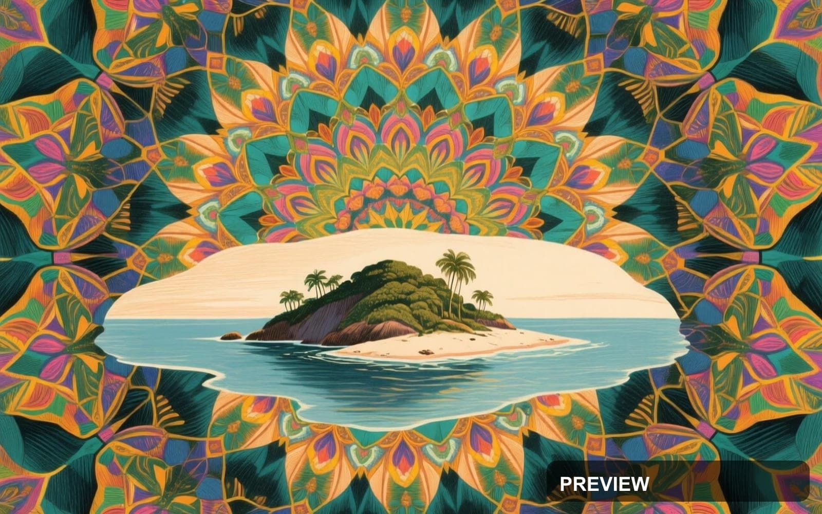 Island, Cozy aesthetic, Lithograph, Luxurious mood, Vibrant accents, Kaleidos... — wallpaper — 1920×1200, Space, Cinematic, Cozy