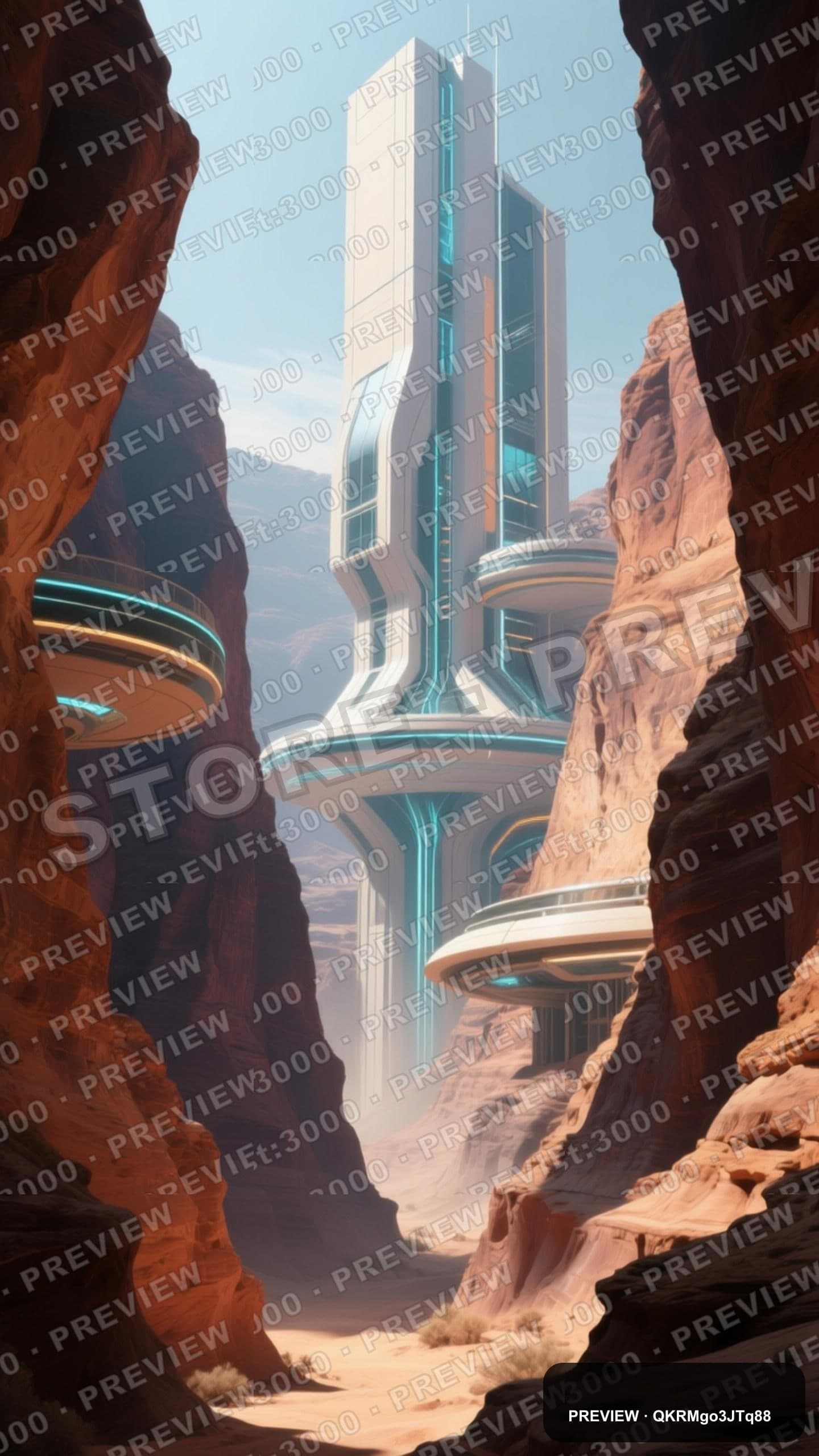 Canyon, Retro Futurism aesthetic, Architectural Visualization, Futuristic moo... — wallpaper — 1440×2560, Space, Cinematic, Soft