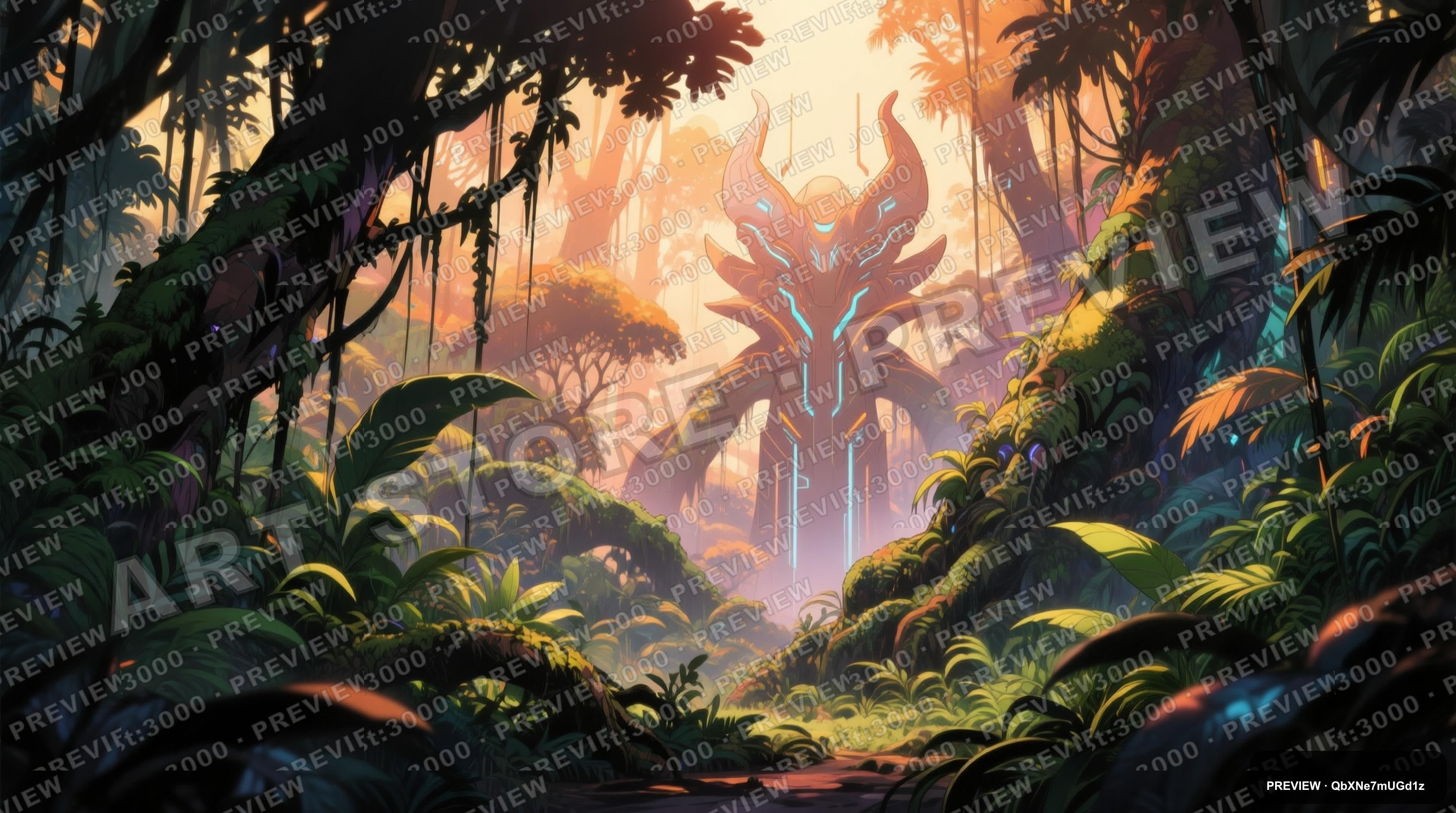 Rainforest, Mythic aesthetic, Manga, Futuristic mood, Warm Palette accents, h... — wallpaper — 3840×2144, Space, Cinematic, Soft