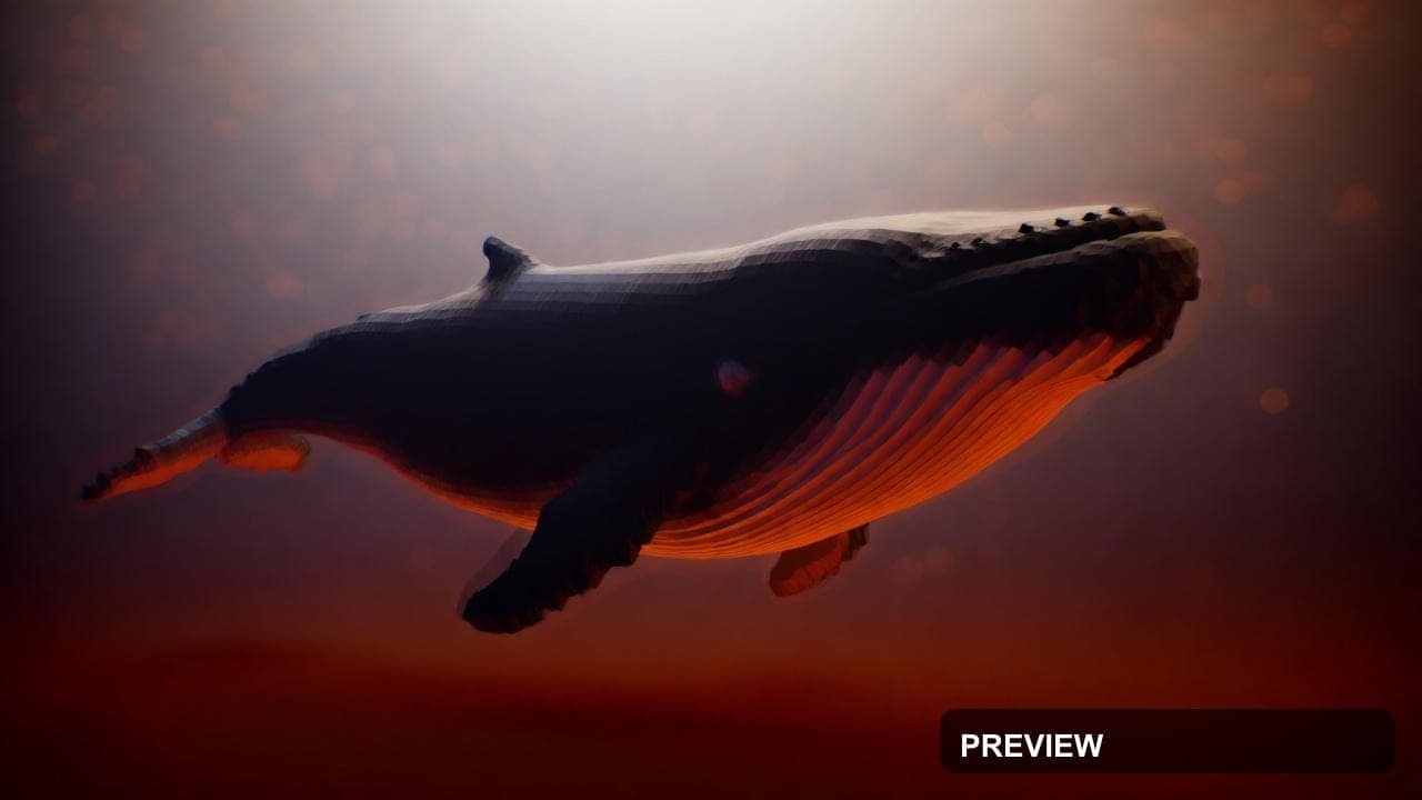 Whales, Bright aesthetic, Voxel Art, Mysterious mood, Amber accents, Bokeh pa... — wallpaper — 1280×720, Space, Cinematic, Mysterious