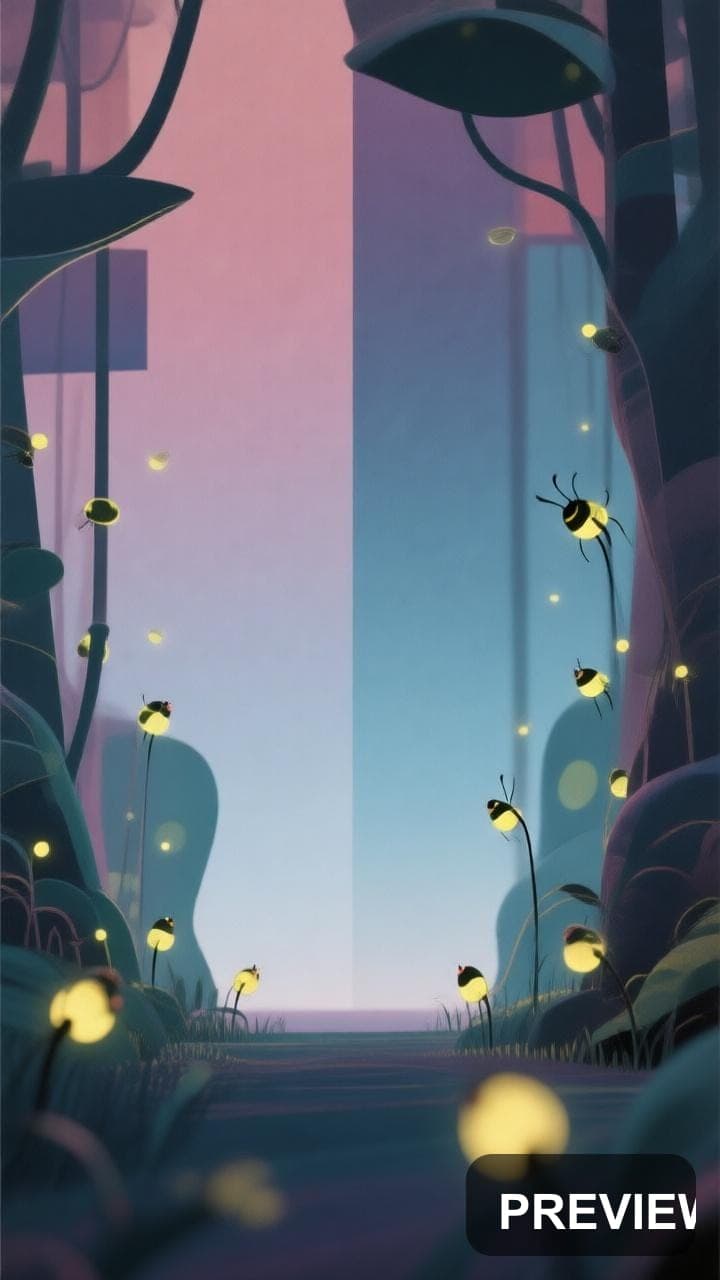 Fireflies, Maximal aesthetic, Bauhaus, Playful mood, Tri-tone accents, high d... — wallpaper — 720×1280, Space, Cinematic, Soft