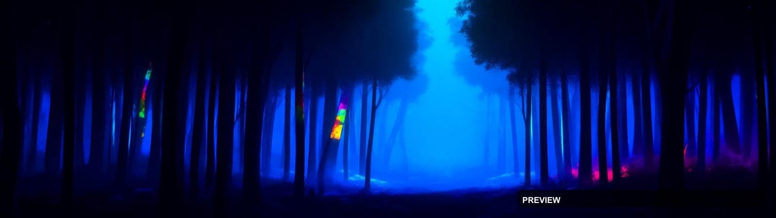 Forest, Retro Arcade aesthetic, Neon Glow, Clean mood, Rainbow accents, high ... — wallpaper — 1920×540, Neon, Cinematic, Clean