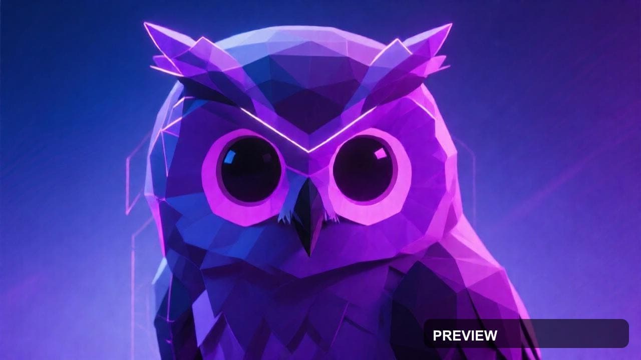 Owls, Mystic aesthetic, Low Poly, Mysterious mood, Neon Violet accents, Y2K v... — wallpaper — 1280×720, Neon, Cinematic, Mysterious