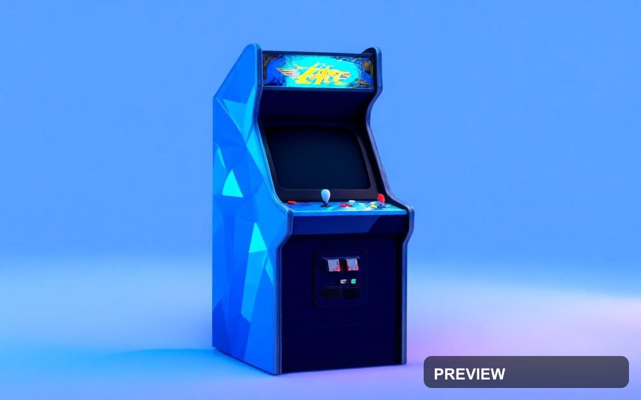 Arcade Cabinet, Minimal aesthetic, Geometric, Energetic mood, Ice Tones accen... — wallpaper — 1280×800, Retro Arcade, Cinematic, Energetic