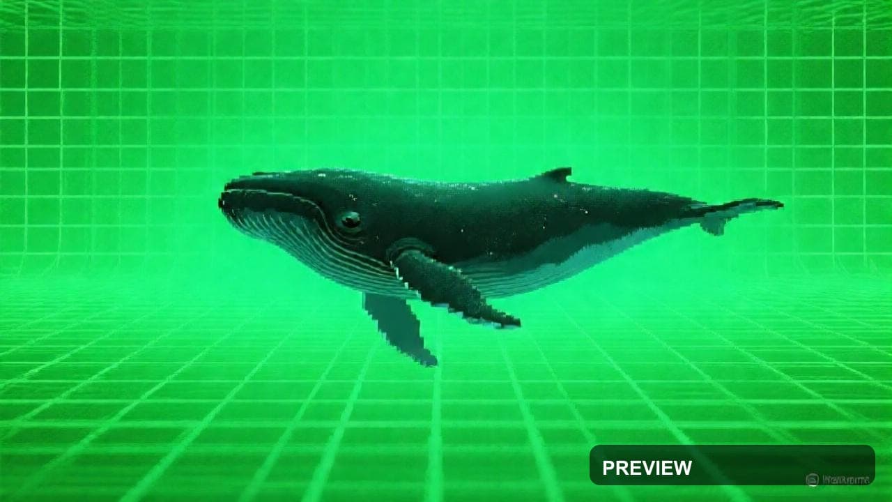 Whales, Abstract aesthetic, Glitch Art, Dreamy mood, Green accents, Retro Gri... — wallpaper — 1280×720, Space, Cinematic, Dreamy