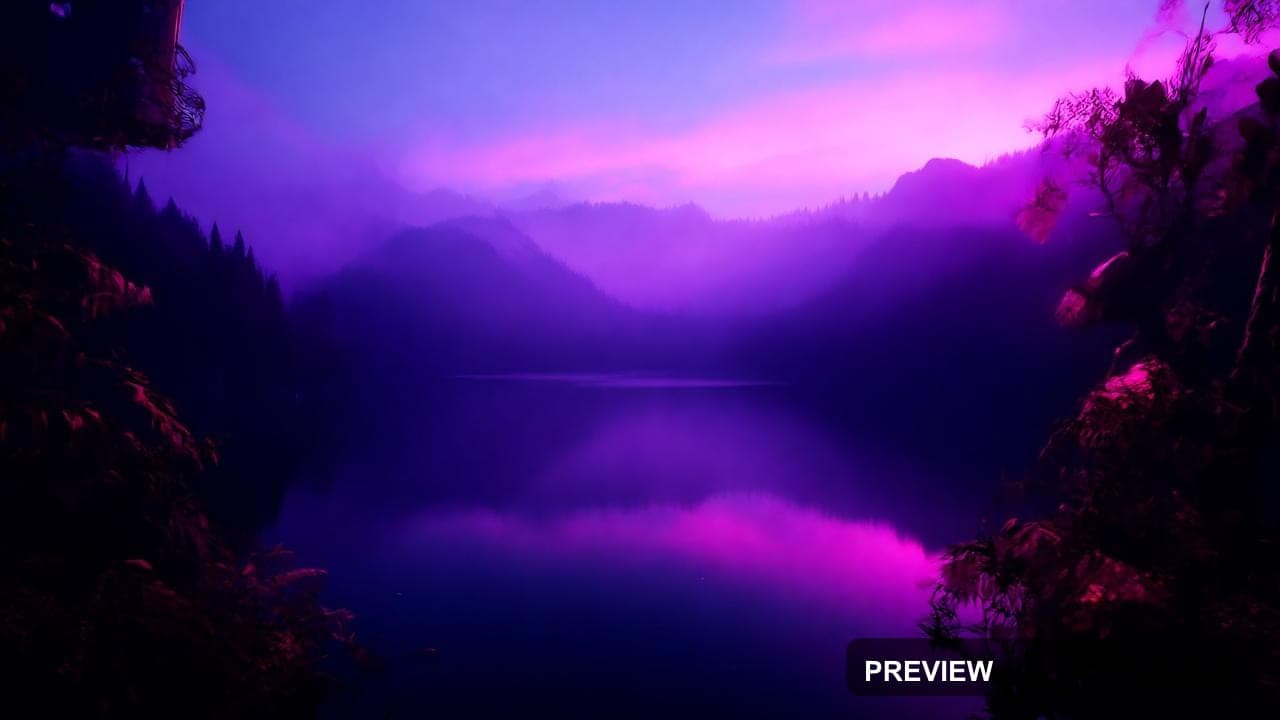Mountain Lake, Steampunk aesthetic, High Contrast, Dreamy mood, Neon Magenta ... — wallpaper — 1280×720, Neon, Cinematic, Dreamy