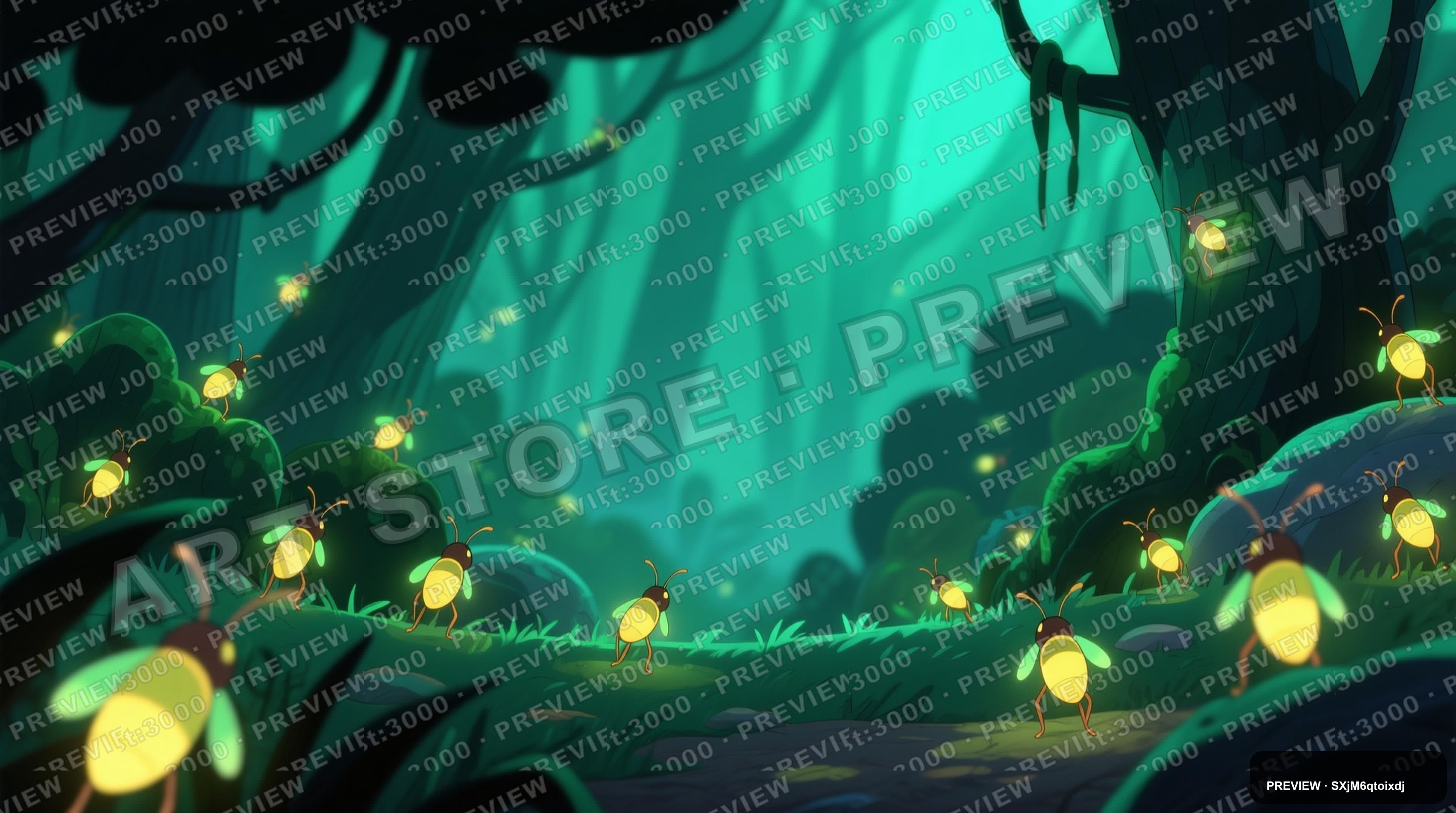 Fireflies, Cozy aesthetic, Cel Shaded, Serene mood, Emerald accents, high det... — wallpaper — 3840×2144, Space, Cinematic, Serene