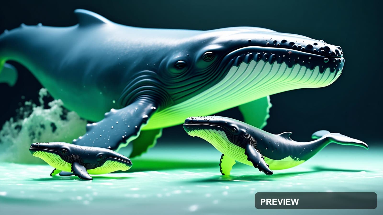 Whales, Luxury aesthetic, Miniature Diorama, Minimal mood, Lime accents, high... — wallpaper — 3840×2160, Space, Cinematic, Minimal