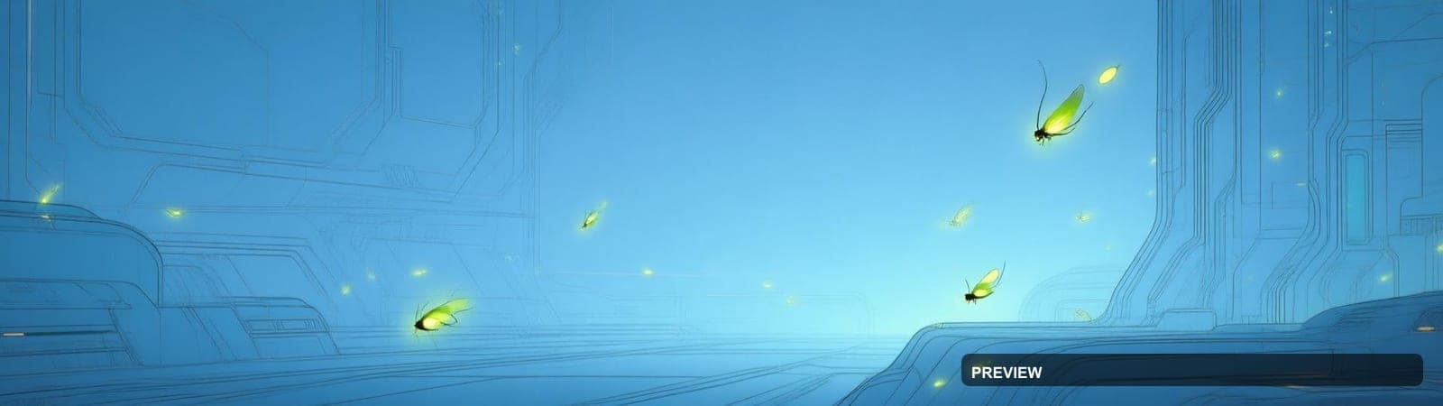 Fireflies, Sci‑Fi aesthetic, Line Art, Serene mood, Soft Contrast accents, hi... — wallpaper — 1920×540, Sci‑Fi, Cinematic, Serene
