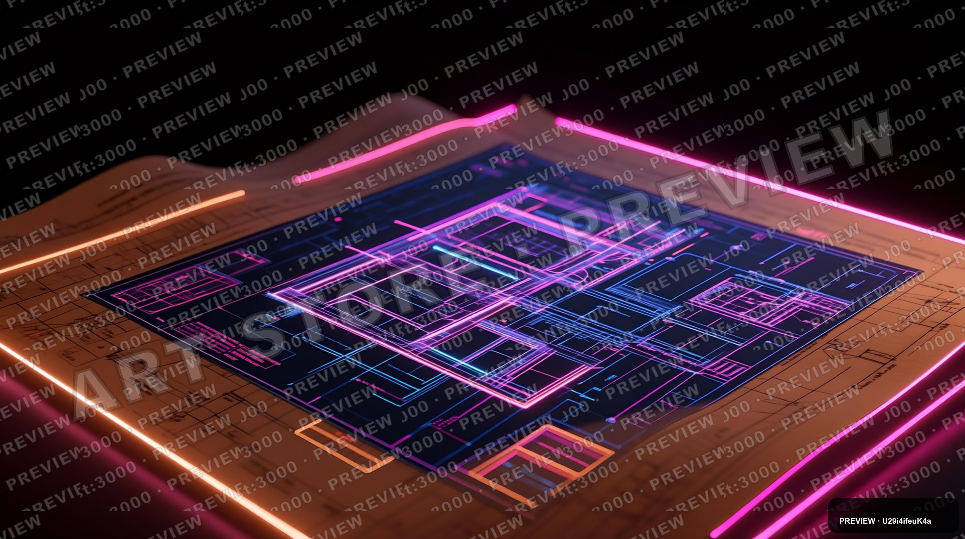 Snow, Neon Noir aesthetic, Blueprint, Dreamy mood, Brown accents, ultra clean... — wallpaper — 3840×2144, Neon, Cinematic, Dreamy