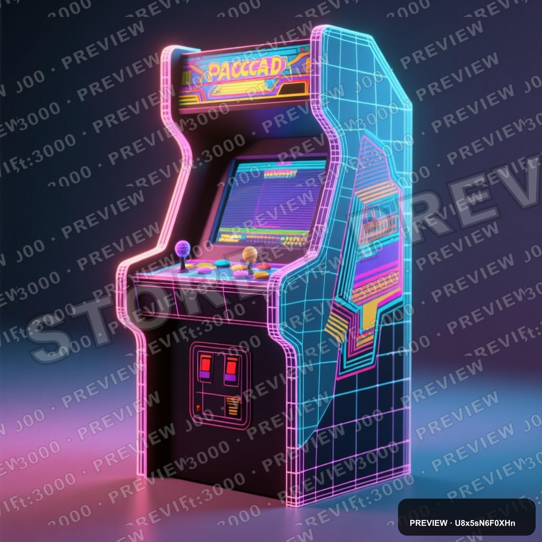 Arcade Cabinet, Cozy aesthetic, Wireframe, Serene mood, Vibrant accents, high... — wallpaper — 2048×2048, Retro Arcade, Cinematic, Serene