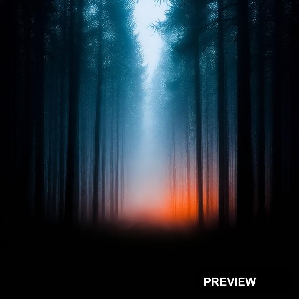 Pine Forest, Dreamcore aesthetic, Long Exposure, Minimal mood, Neon Orange ac... — wallpaper — 1024×1024, Neon, Cinematic, Minimal