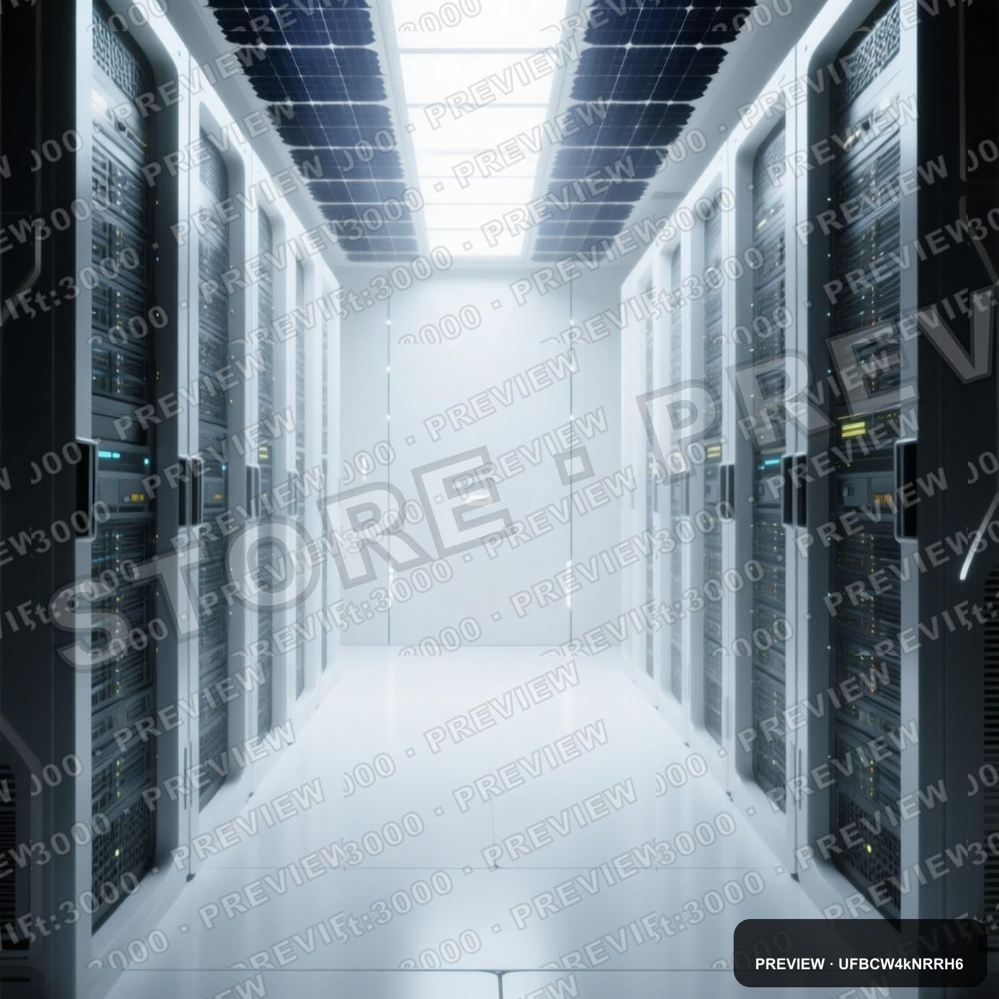 Data Center, Solarpunk aesthetic, CRT, Minimal mood, White accents, high deta... — wallpaper — 2048×2048, Space, Cinematic, Minimal