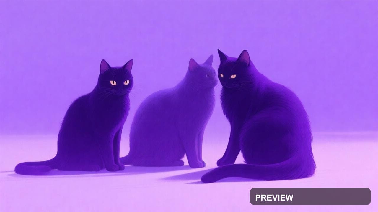 Cats, Mystic aesthetic, Matte Painting, Minimal mood, Violet accents, high de... — wallpaper — 1280×720, Space, Cinematic, Minimal