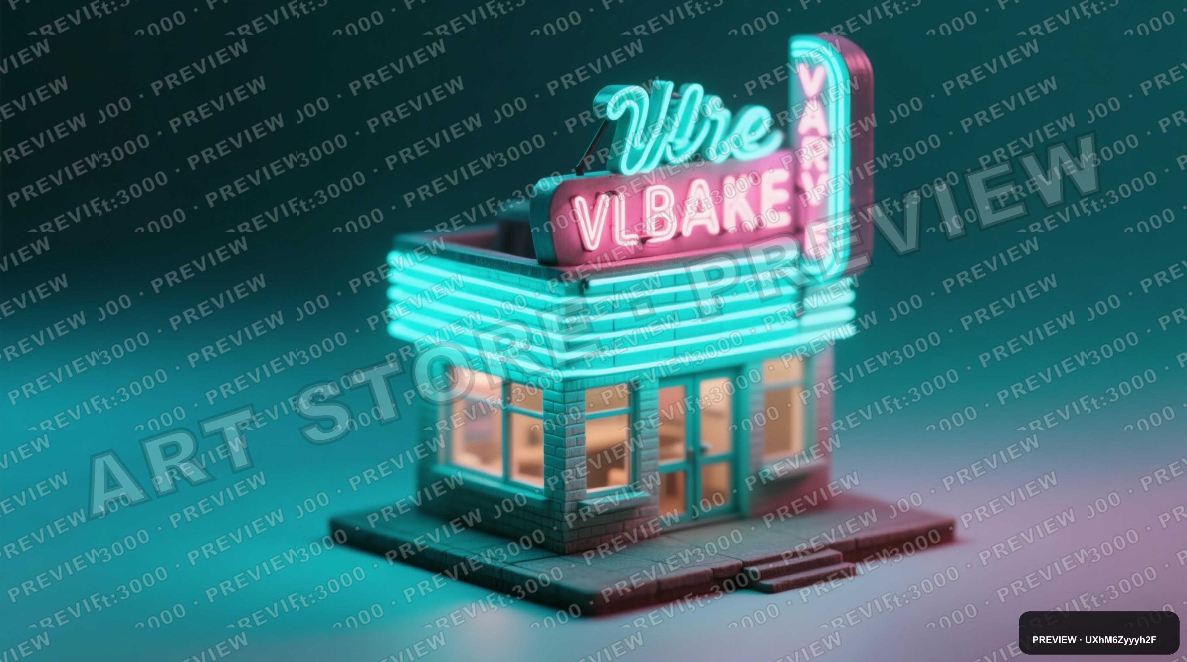 Neon Signs, Vaporwave aesthetic, Miniature Diorama, Meditative mood, Turquois... — wallpaper — 3840×2144, Neon, Cinematic, Soft