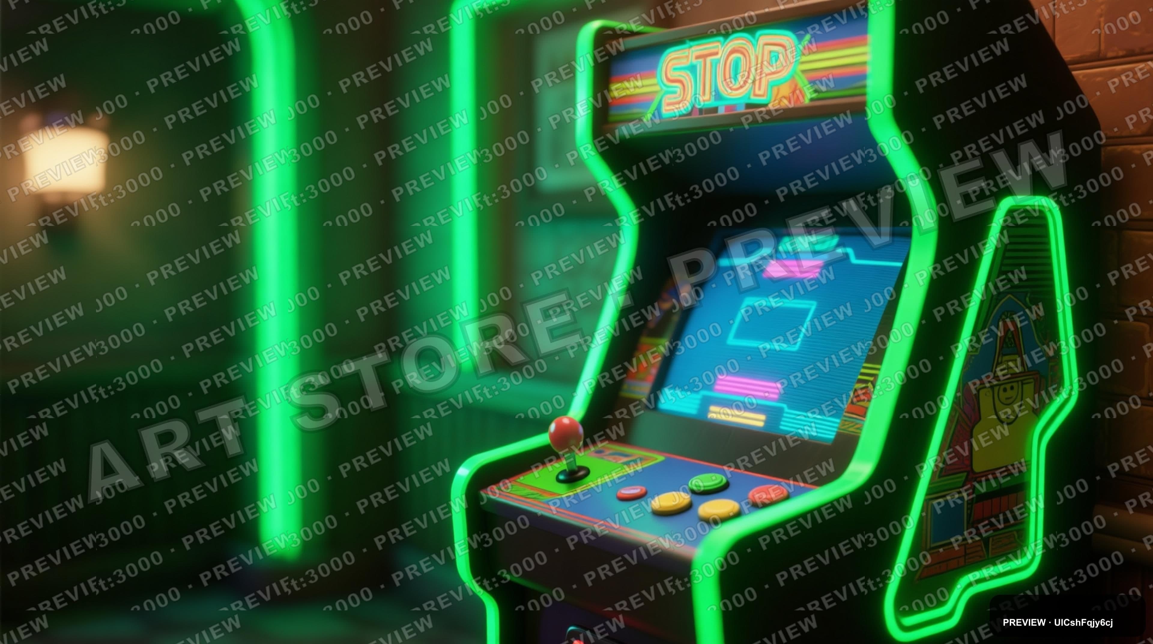 Arcade Cabinet, Neon aesthetic, Stop Motion, Cozy mood, Neon Green accents, u... — wallpaper — 3840×2144, Neon, Cinematic, Cozy