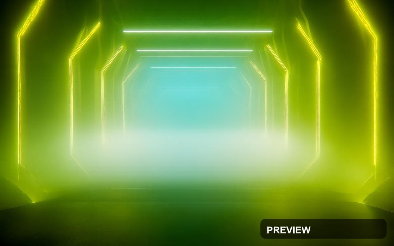 Fog, Cyberpunk aesthetic, Surreal, Energetic mood, Neon Yellow accents, Strip... — wallpaper — 1280×800, Neon, Cinematic, Energetic