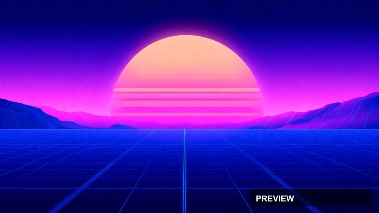 a synthwave sunset over a retro grid landscape, modern graphic design, tastef... — wallpaper — 1280×720, Synthwave, Graphic Design