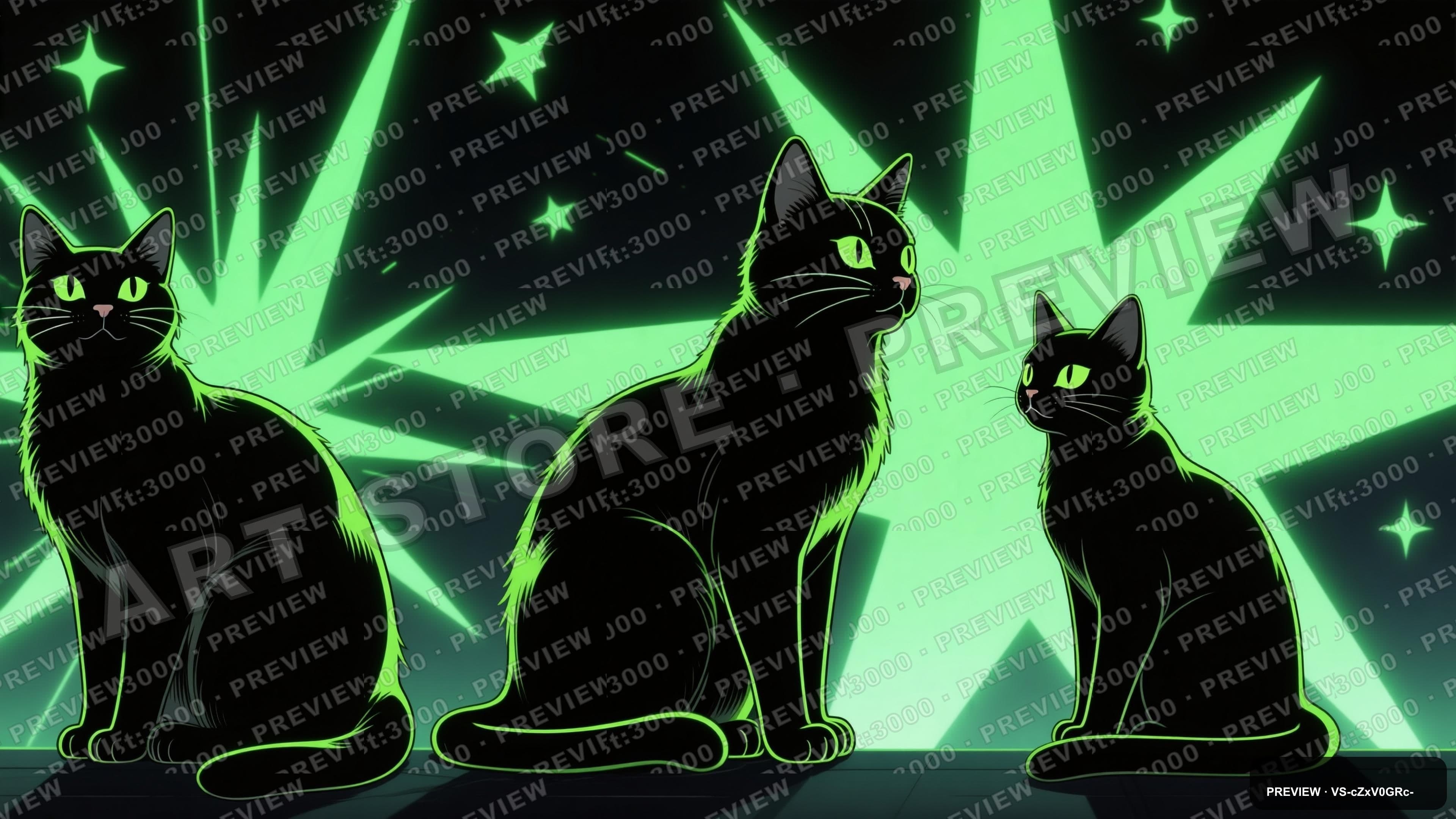 Cats, Synthwave aesthetic, Cel Shaded, Noir mood, Lime accents, Starburst pat... — wallpaper — 3840×2160, Neon, Cinematic, Noir