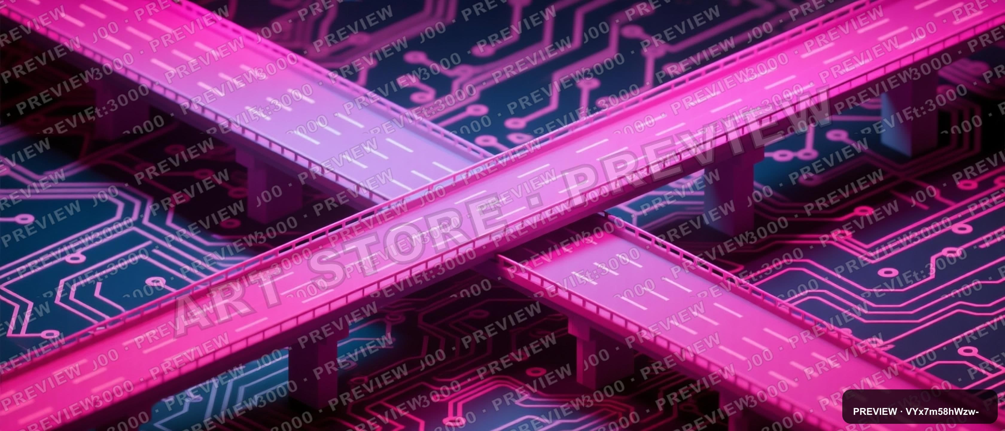 Highway, Bright aesthetic, Isometric, Mysterious mood, Magenta accents, Circu... — wallpaper — 3360×1440, Space, Cinematic, Mysterious