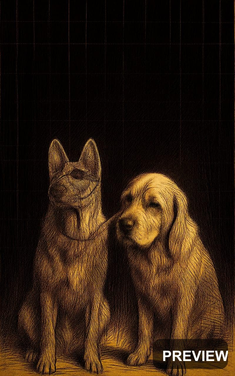 Dogs, Epic aesthetic, Pencil Sketch, Dark mood, Beige accents, Retro Grid pat... — wallpaper — 800×1280, Space, Cinematic, Dark