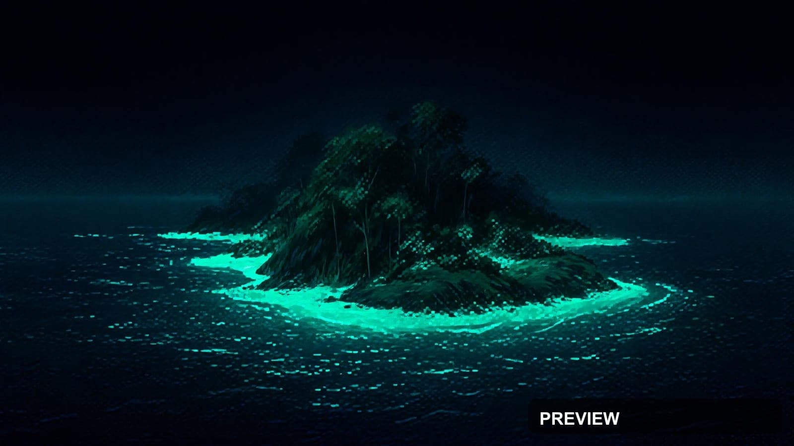 Island, Naturecore aesthetic, Acrylic Painting, Noir mood, Neon Cyan accents,... — wallpaper — 1920×1080, Neon, Cinematic, Soft
