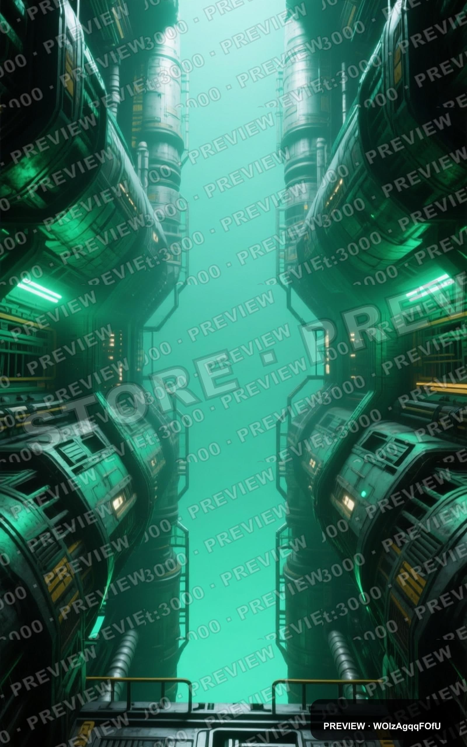 Space Station, Industrial aesthetic, Surreal, Nostalgic mood, Emerald accents... — wallpaper — 1600×2560, Space, Cinematic, Soft