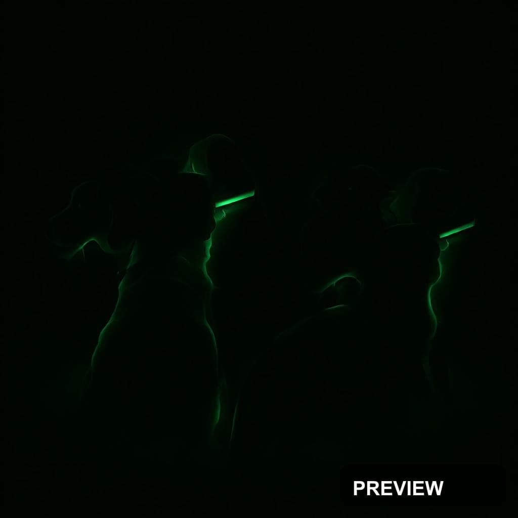 Dogs, Tech aesthetic, Flat Design, Noir mood, Neon Green accents, high detail... — wallpaper — 1024×1024, Neon, Cinematic, Soft