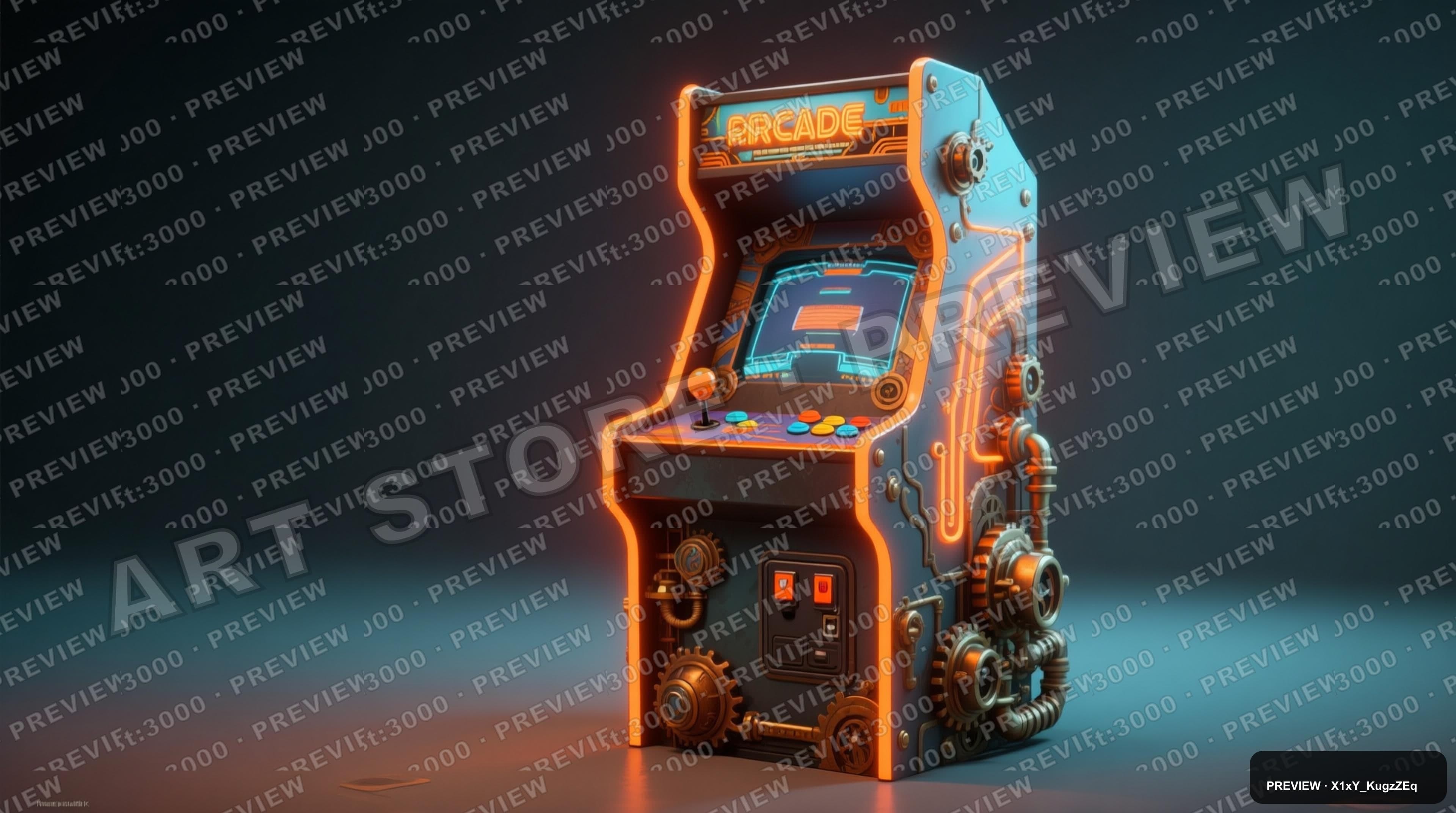 Arcade Cabinet, Steampunk aesthetic, Cel Shaded, Futuristic mood, Neon Orange... — wallpaper — 3840×2144, Neon, Cinematic, Soft