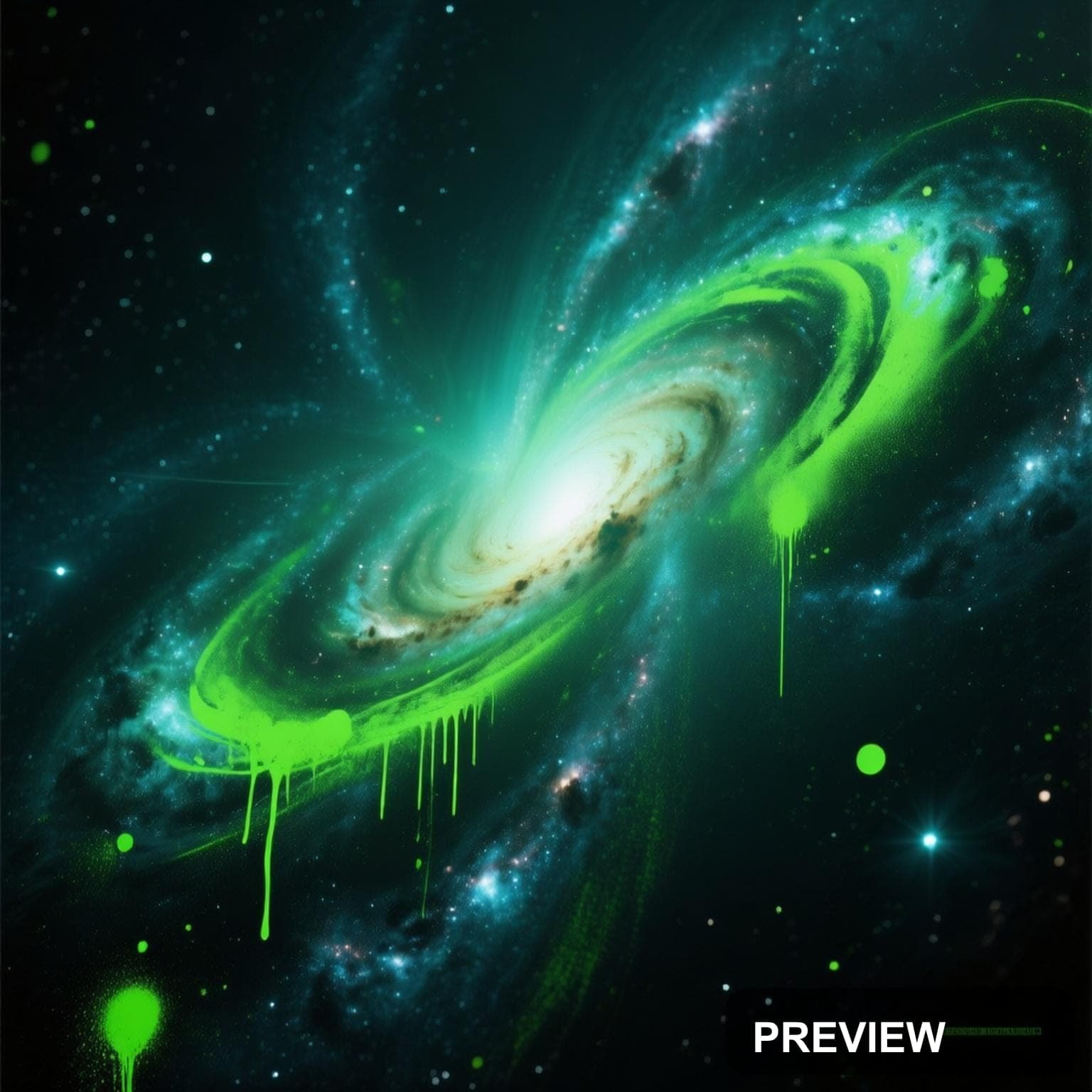 Galaxy, Solarpunk aesthetic, Spray Paint, Mysterious mood, Lime accents, high... — wallpaper — 1536×1536, Space, Cinematic, Mysterious