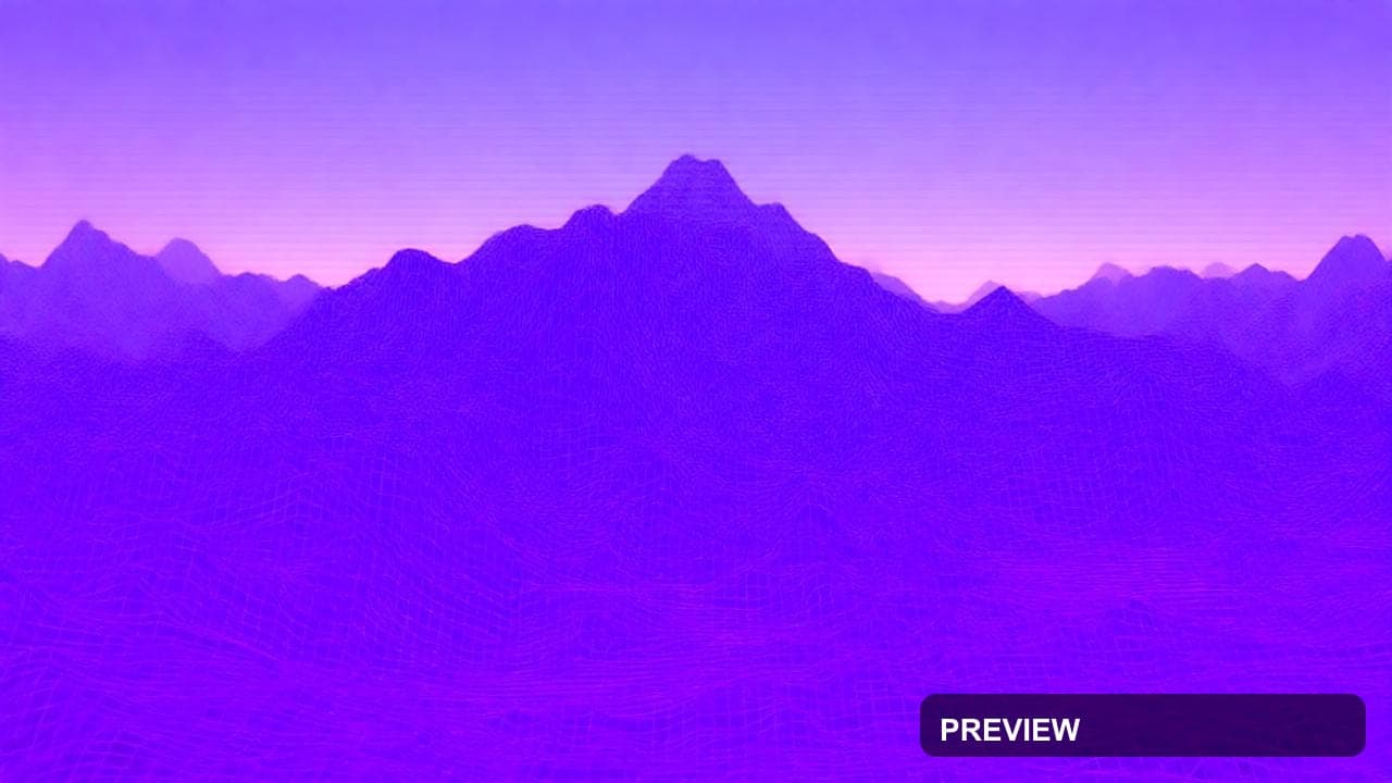 Mountains, Surreal aesthetic, Wireframe, Bright mood, Neon Violet accents, Ci... — wallpaper — 1280×720, Neon, Cinematic, Bright
